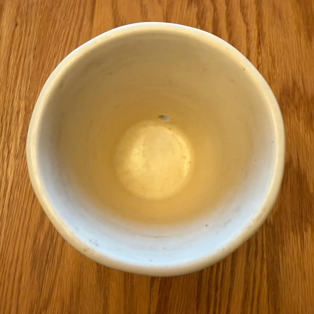 Vintage Cream Ceramic Planter with Saucer Bottom